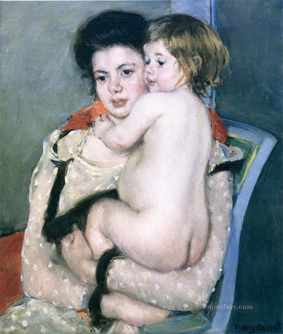 Reine Lefebvre sosteniendo un bebé desnudo madres hijos Mary Cassatt Pintura al óleo